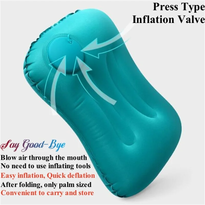 Inflatable Pillow Camping Pillow TPU Press Type Air Pillow Milk-Silk Neckrest Portable Office Sleeping Travel for Car Plane Camp