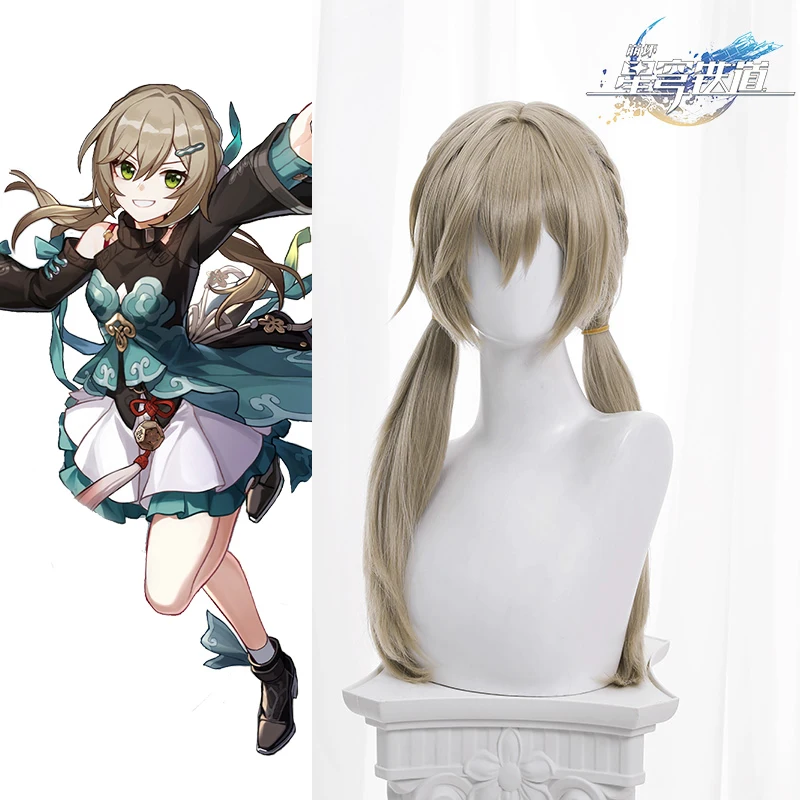 

Honkai Star Rail Game Qing Que Cosplay Wig Heat Resistant Synthetic Cosplay Wigs Simulated Scalp Cosplay