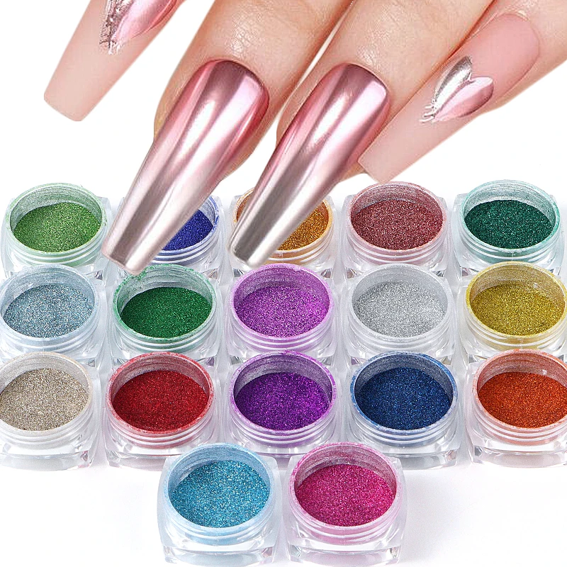 Nail Powder 17 Colors Metallic Chrome Nail Powder Set Y2K Christmas Styles nail powder nail glitter nail decoration nail decorations nail flakes