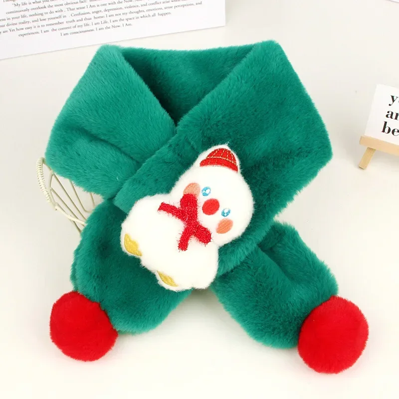 Christmas Scarf Parent Child Plush Angora Yarns Simulation Lapin Fur Winter Children Cartoon Winter Scarves for Boy and Girl