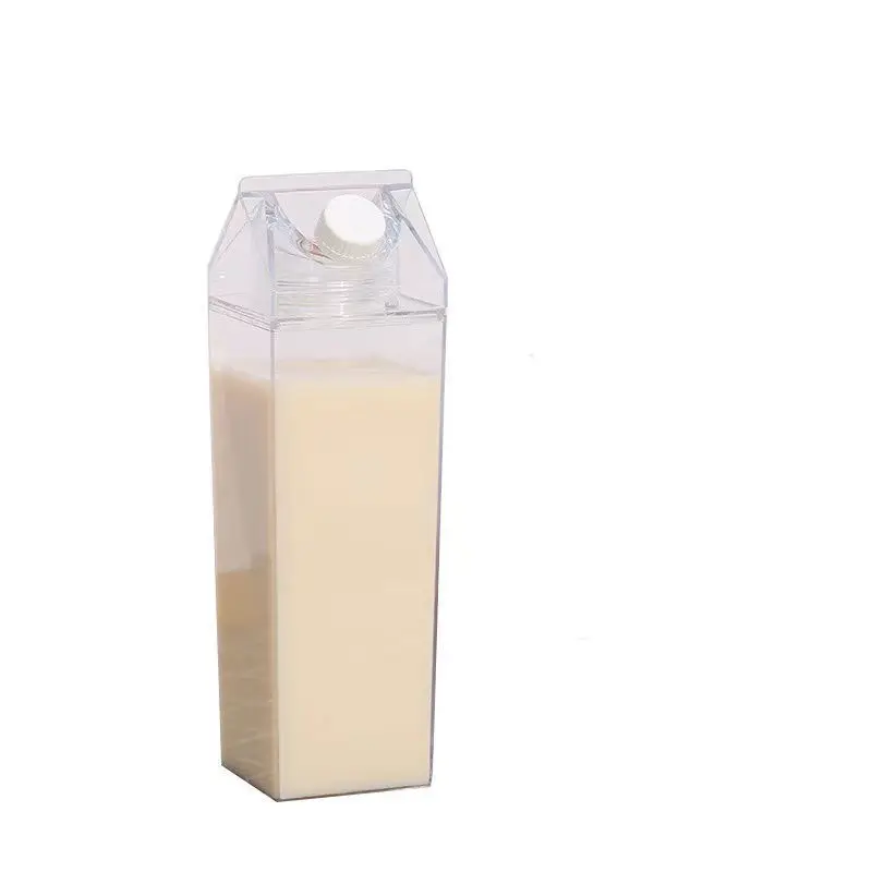 Transparent Water Gym Bottle Plastic New Reusable Clear Milk Carton Box  Juice Sport Leakproof Cup  Drinking Outdoor Camping