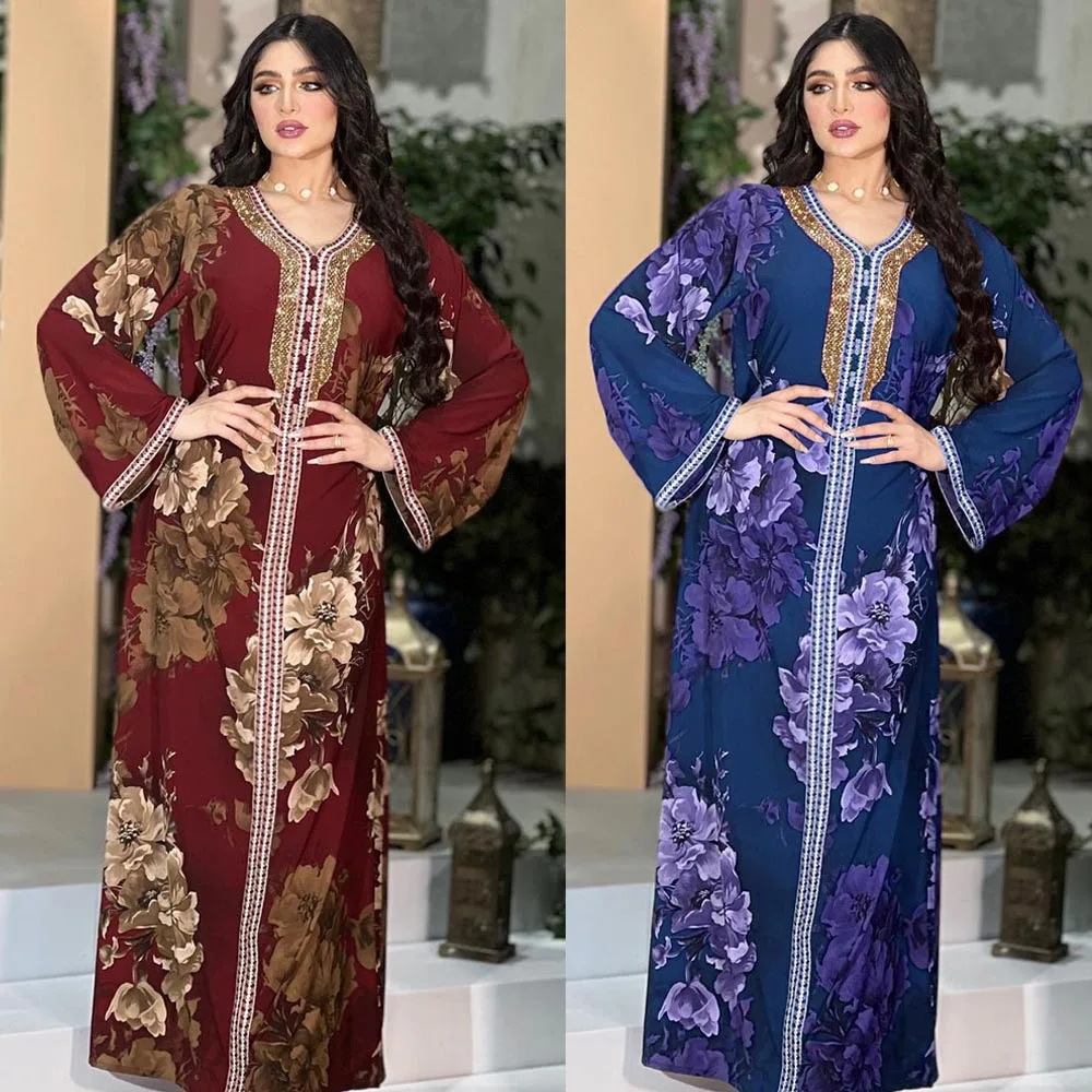 abaya dubai turkey muslim fashion hijab dress kaftan islam clothing african maxi dresses for women vestido robe musulman de mode Elegant African Muslim New Dress Abayas for Women Summer Fashion Print Loose Femme Party Robe African Islam Dubai Luxury Dresses