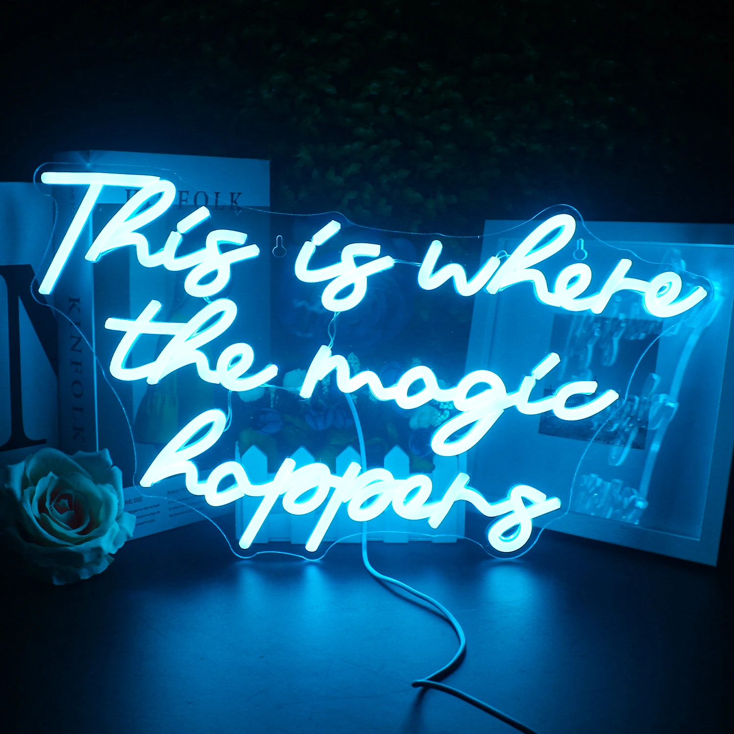 This is Where The Magic Happens Neon Sign Bedroom LED Light Wedding Backdrop Bachelorette Birthday Party HOMEClub Bar Wall Decor