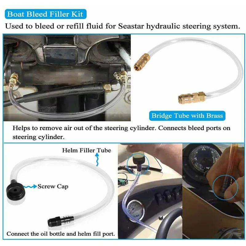 Nony Marine Tool Bleed Kit, Hydraulic Steering Support Bracket Puller & HS5157 Cylinder Seal Kit Fit For Seastar Etc