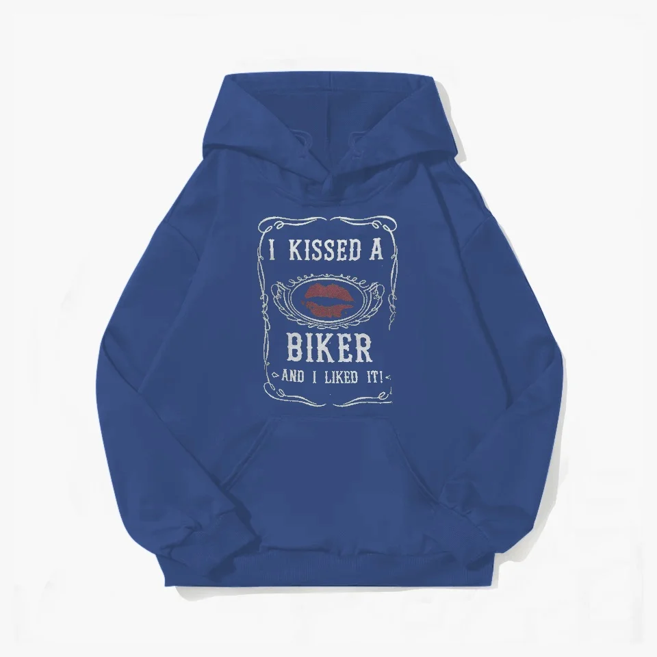 

Женский свитшот с надписью «Kiss a Biker and I мне понравилась», Мягкая Повседневная Свободная Женская толстовка в стиле ретро, Весенняя уличная одежда 2024