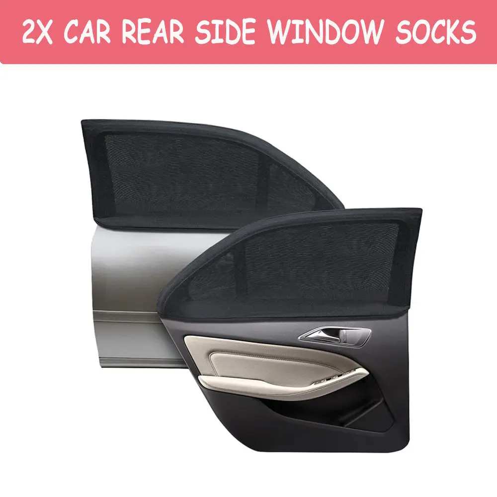 

2 x Car Rear Seat Sunshine Blocker Sun Mesh Blind Window Shade Net Socks Black