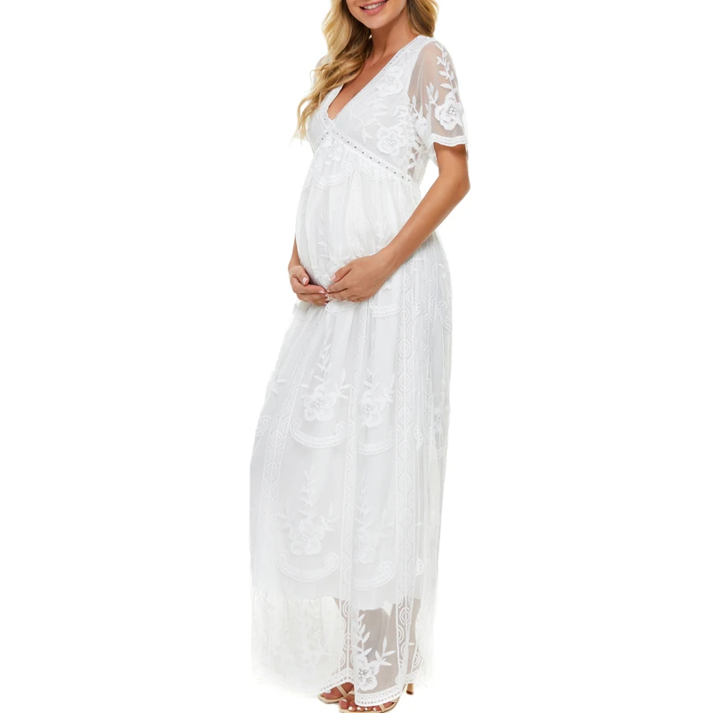 White Lace Maternity Dresses for Photo ...