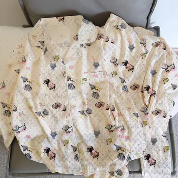 Harajuku نمط Kawaii متعة طباعة المرأة منامة مجموعة خريف شتاء جديد 2025 طويلة الأكمام ملابس منزلية حلوة لطيف موضة لينة منامة 5