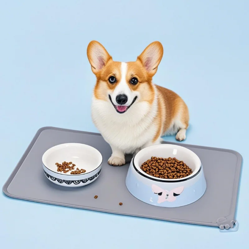 Silicone Pet Food Mat With High Lips-Waterproof & Non-Stick Feeding Pad For Dogs & Cats Anti Spill Feeder Tray Placemat pet feeding mat