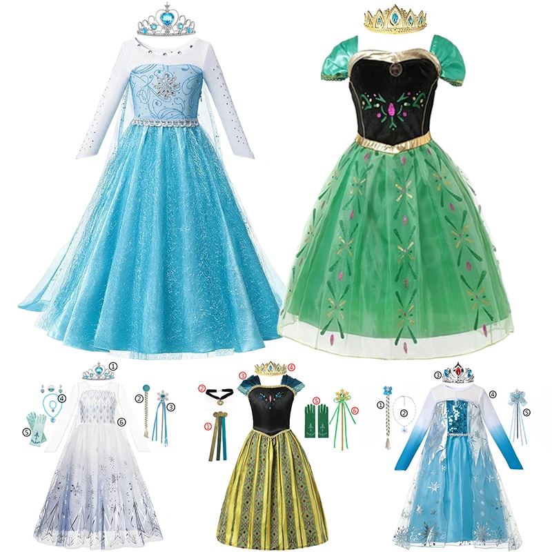 Disney Prenses Elsa Anna Elbise Kızlar Için Fantezi Payetli File Top