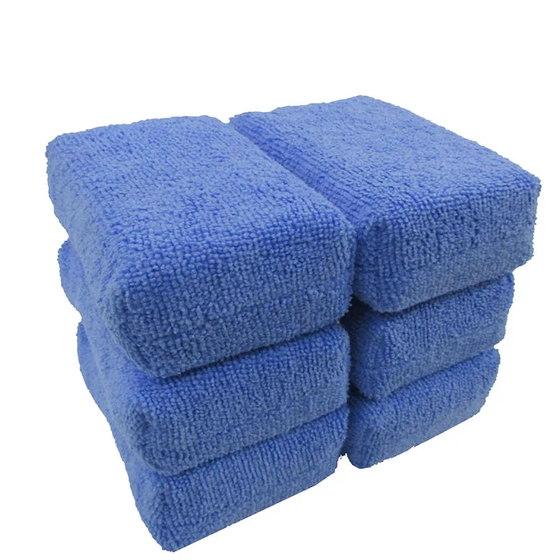 

5-Pack Blue Waxing Sponge Car Care Premium Microfiber Applicator High-density Sponge Cloth Microfiber Hand Polishing Detail Pad
