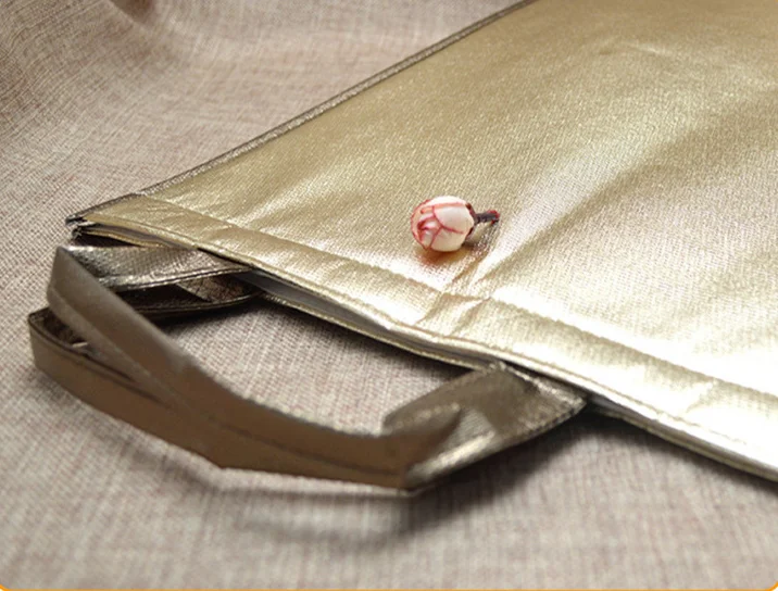 Custom Golden Thermal Insulated Cooler Bag for Cake & Chicken, Reusable Lunch Picni... - SKU TIC01428 - UGI Packaging