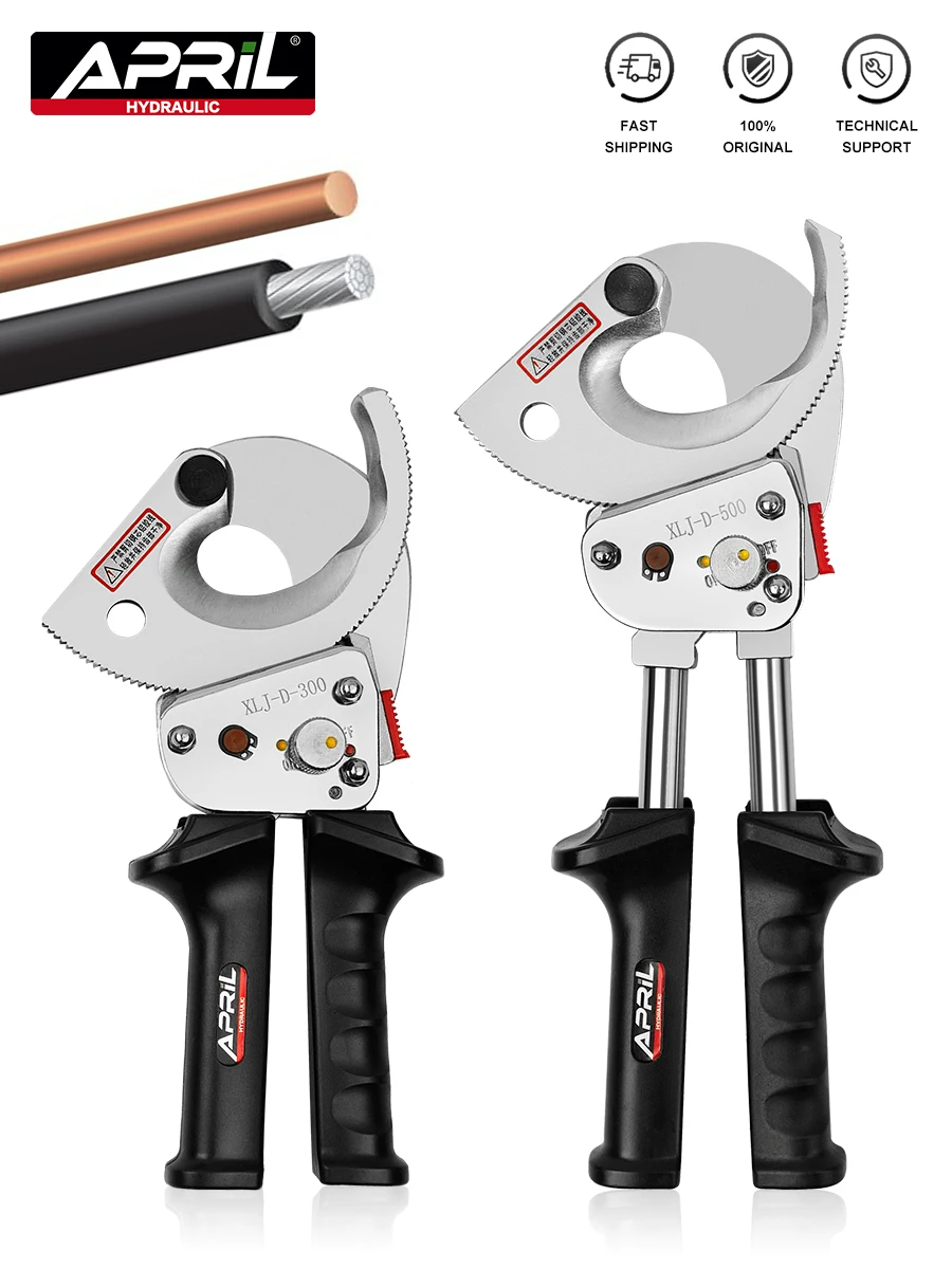 Ratchet Cable Cutter Russia Warehouse Ratchet Cable Wire Cutter Round Section Steel Blades Cut Up To 300/500mm&sup2; Cu/Al Cable XLJ-D-500 / XLJ-D-300