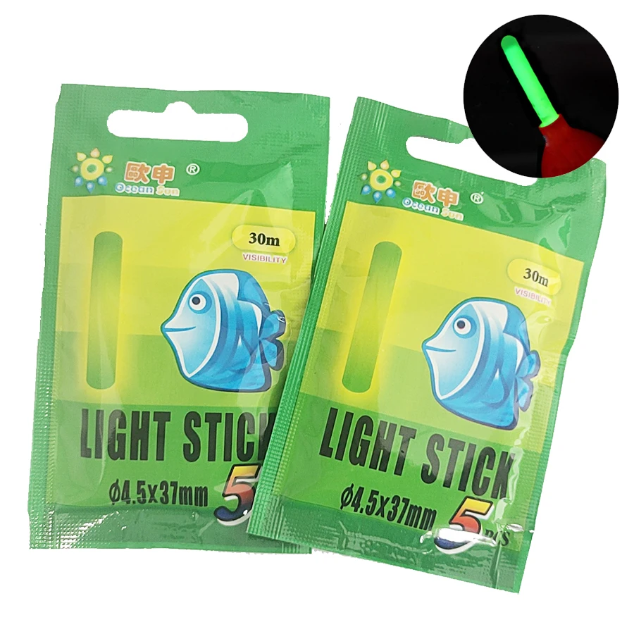 Bâtons lumineux fluorescents 4.5mm pour flotteurs et alarmes de pêche - Lot de 10 pièces avec 2 packs
