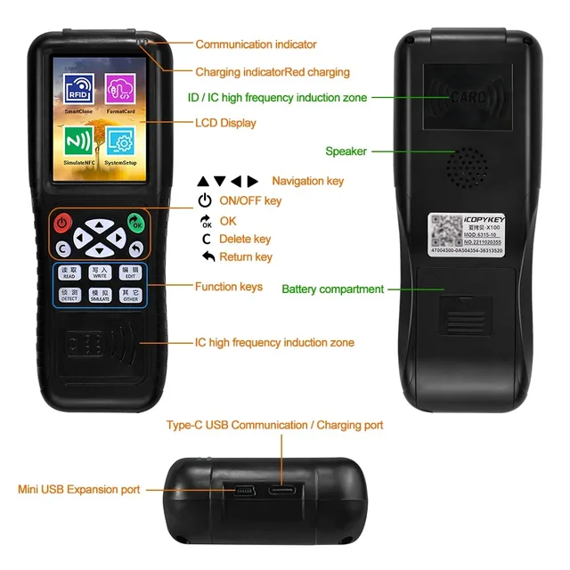 RFID Duplicator USB UID Rewritable 13.56 IC/ID Card Reader Writer Cloner 125KHz T5577 Programmer Copier Multi Frequency  Key fob 2