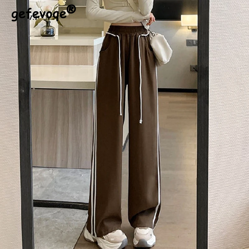 Women's Clothing Spring Autumn Trendy High Street Harajuku Y2K Pants Casual Sports Joggers Straight Trousers Wide Leg Sweatpants