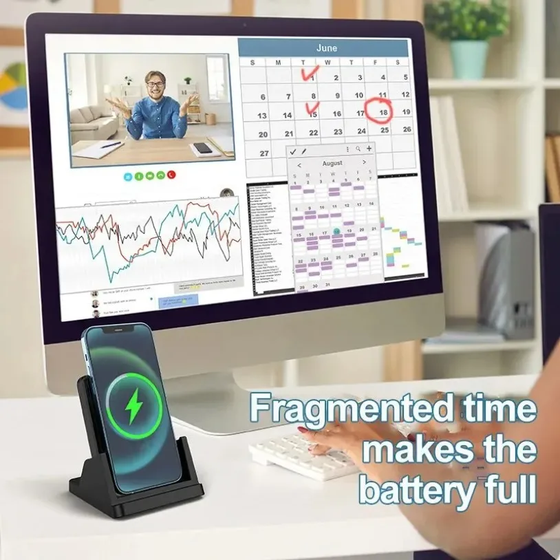 30W Wireless Charger Pad Stand Desktop Ultra-thin Mobile Phone Fast Charging Dock Station For iPhone 16-12 Samsung Xiaomi