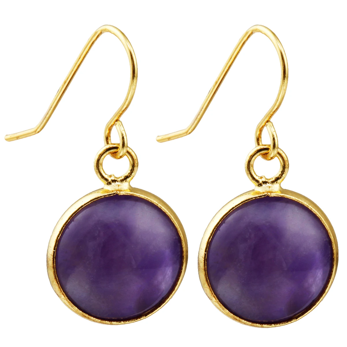 

Natural Amethyst Crystal Stone Dangle Drop Earring Golden Hook Elegant Women Jewelry