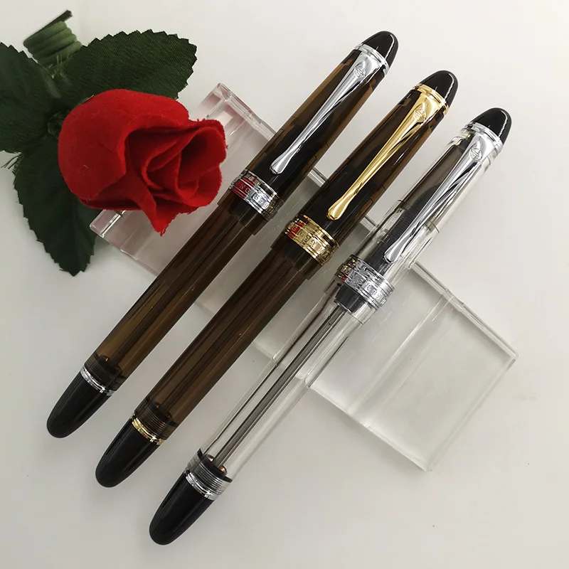 Yongsheng 699 Vacuum Filling Fountain Pen  Acrylic Transparent / Solid Section EF/F/M/Bent Nib with Box Office Gift Pen transparent white yongsheng 699 vacuum filling fountain pen acrylic ink pen clear section ef f m nib business office gift pen