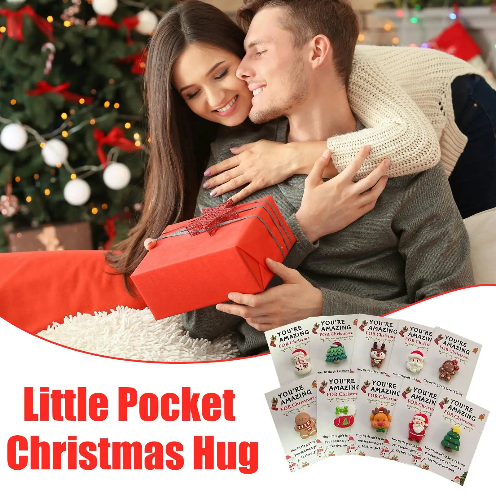 Pocket Christmas Hug Small Holiday Atmosphere Decorations Mini Santa Hugs With Heartwarming Cards for Men Women Boys Girls Youth