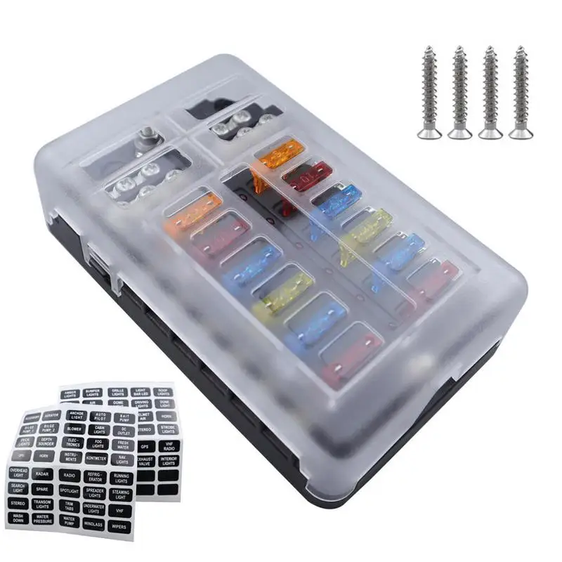 

12-сторонний автомобильный блок предохранителей, 12-элементный блок с отрицательной шиной, своевременное Устранение неисправностей схем для автомобиля