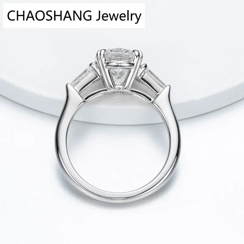 Luxury 3 Carat Oval Cut Moissanite Engagement Rings For Women Solid 925 Sterling Silver