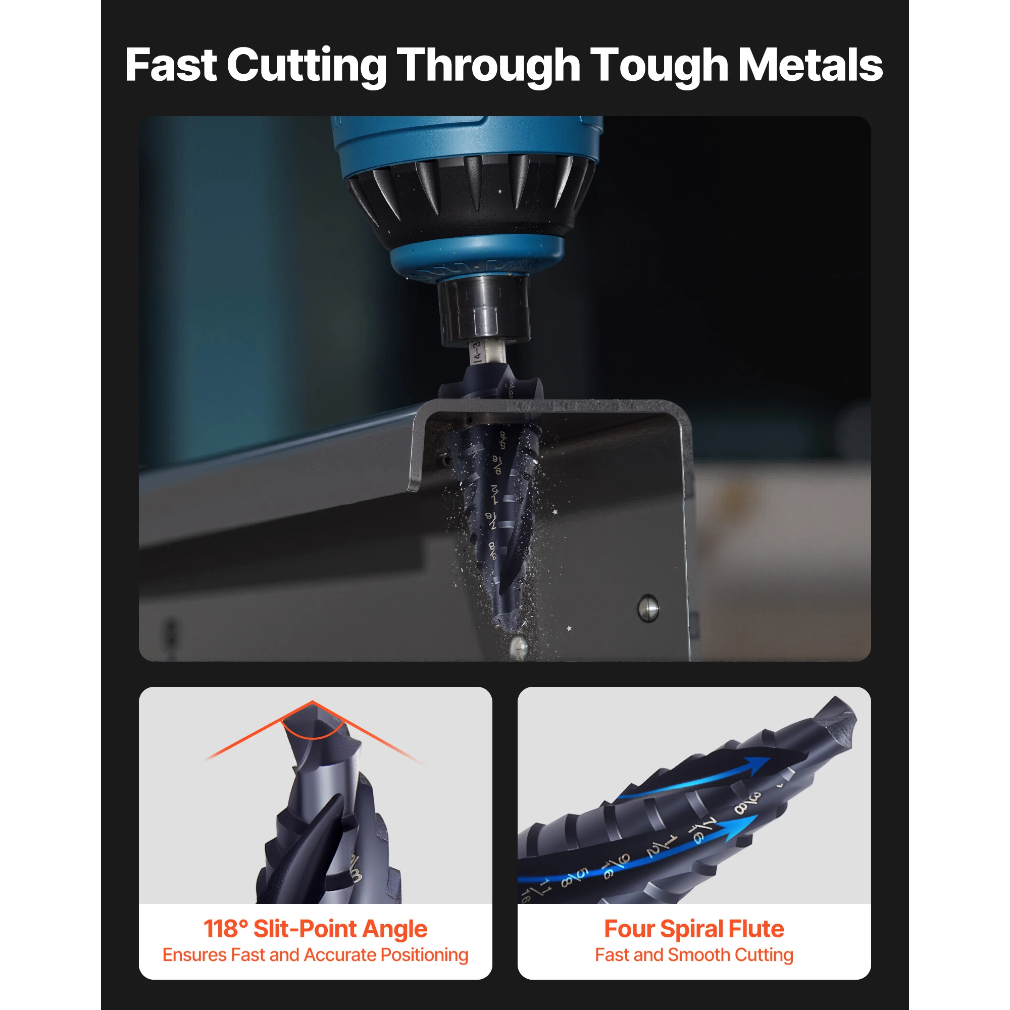 High Speed Steel Step Drill Bit for Metal and Stainless Steel