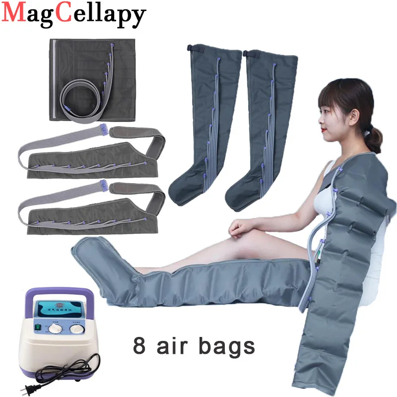 8 Air bags Electric Air Compression Massager Tall Man Waist Leg Pump Wraps Foot Ankles Calf Massage Presoterapia Pain Relaxation 8 air bags electric air compression massager waist arm leg wraps foot ankles calf massage presoterapia pain relax health care