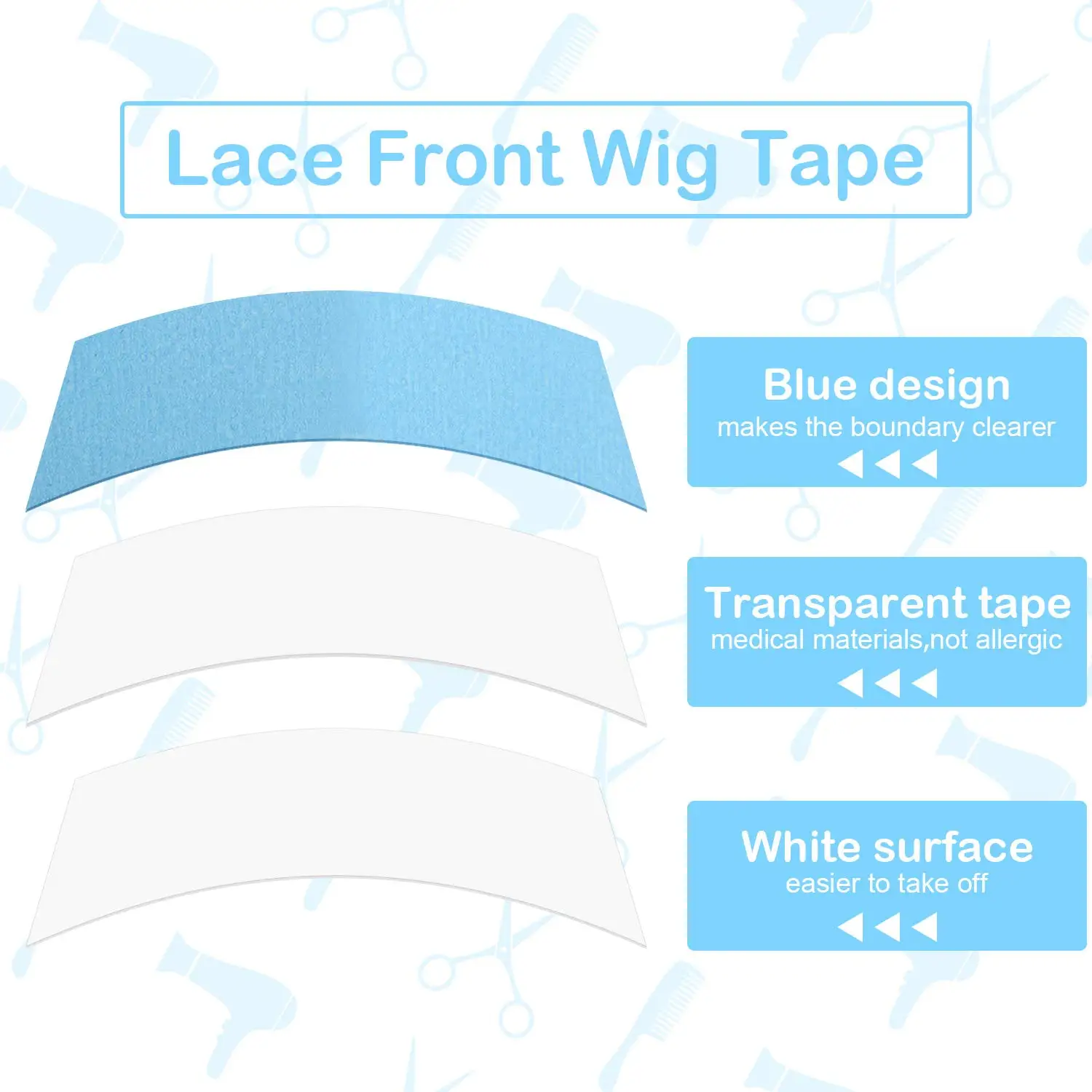 36pcs Double Sided Wig Glue Tape Waterproof Supertape Walker Ultra Hold Tape Lace Wig Adhesive Replacement Plastic Razor Scrape