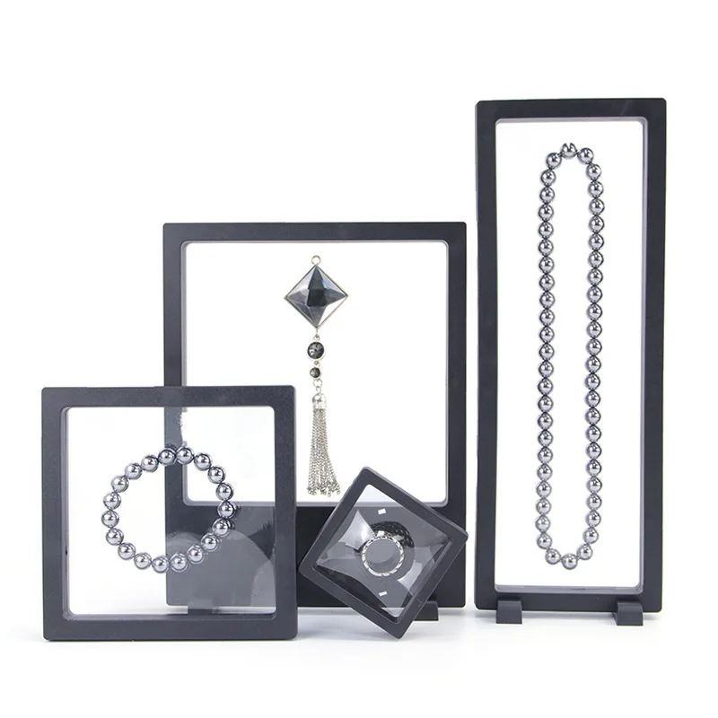 10/12/16pcs Square Transparent PE Thin Film Suspension Jewelry Display Box for Ring Necklace Bracelet Earring DIY Storage Case