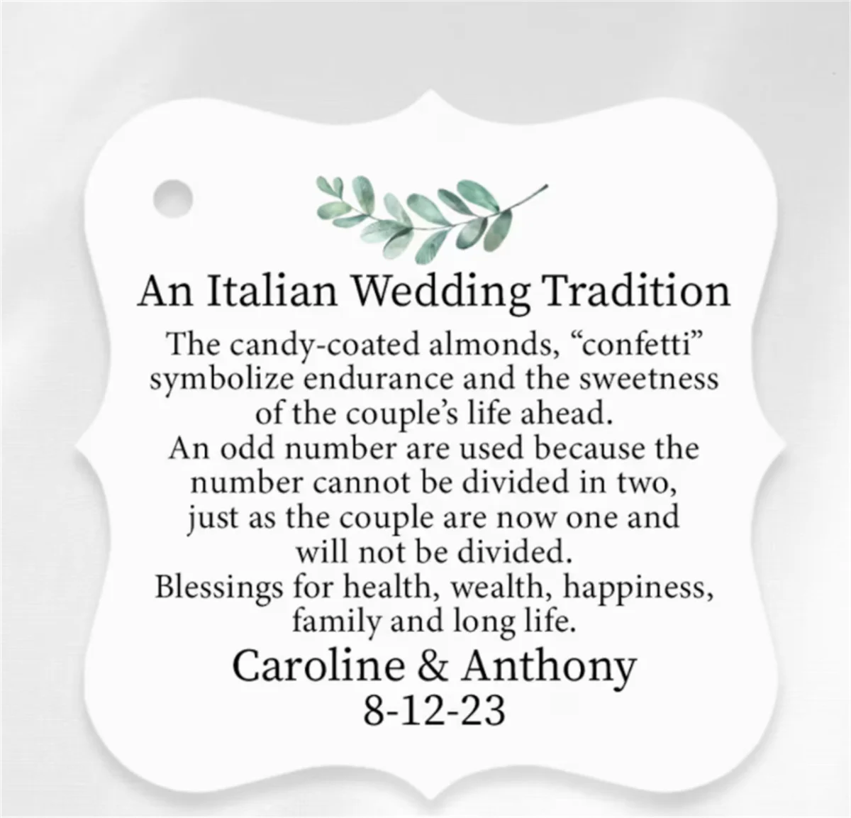 50 Pezzi Di Targhette Per Matrimoni Italiane, Targhette Per Bomboniere Di Mandorle Jordan, Etichette Per Coriandoli Italiane, Targhette Per Matrimoni 