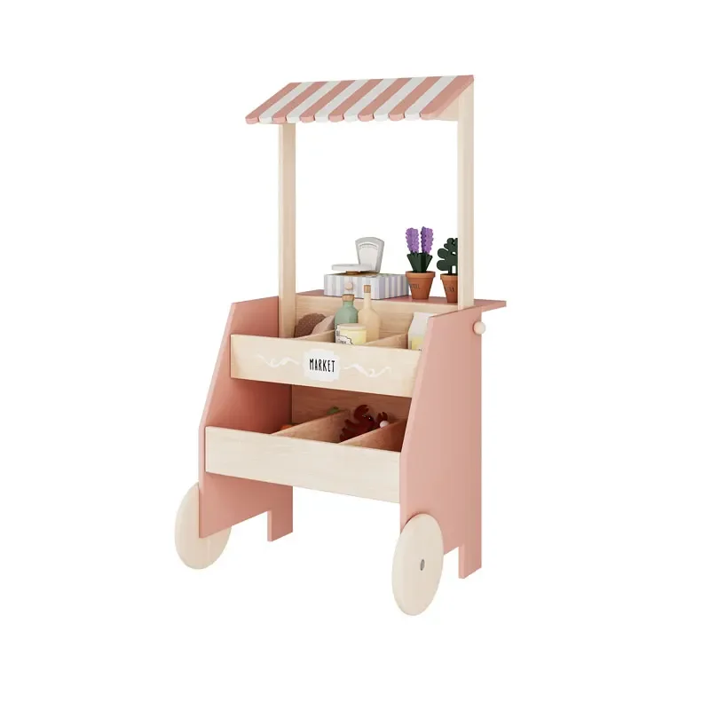 Bookshelf Playing House All Solid Wood Children's Picture Book Shelf Toy Bookshelf Painting commissary Display Shelf