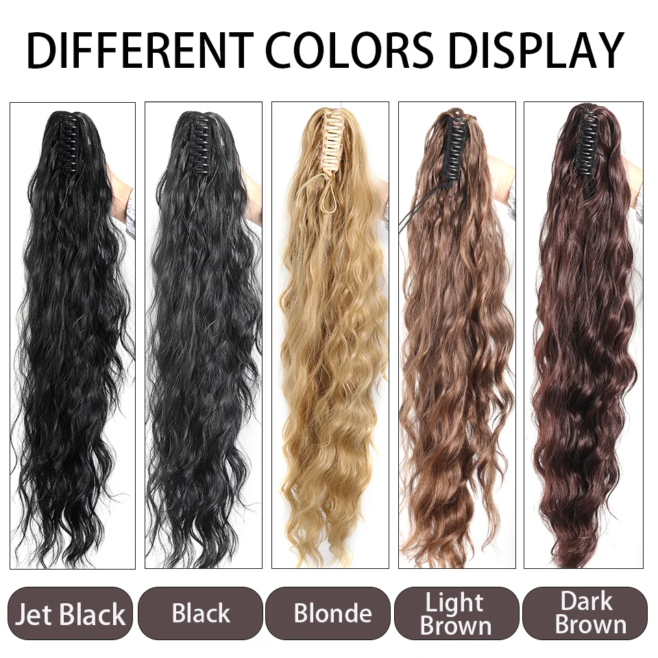 LUPU Claw Shaped Long Wavy Ponytail Extension 26 inch Curly Ponytail Clip, Suitable for Women Fluffy and Natural Synthetic wigs