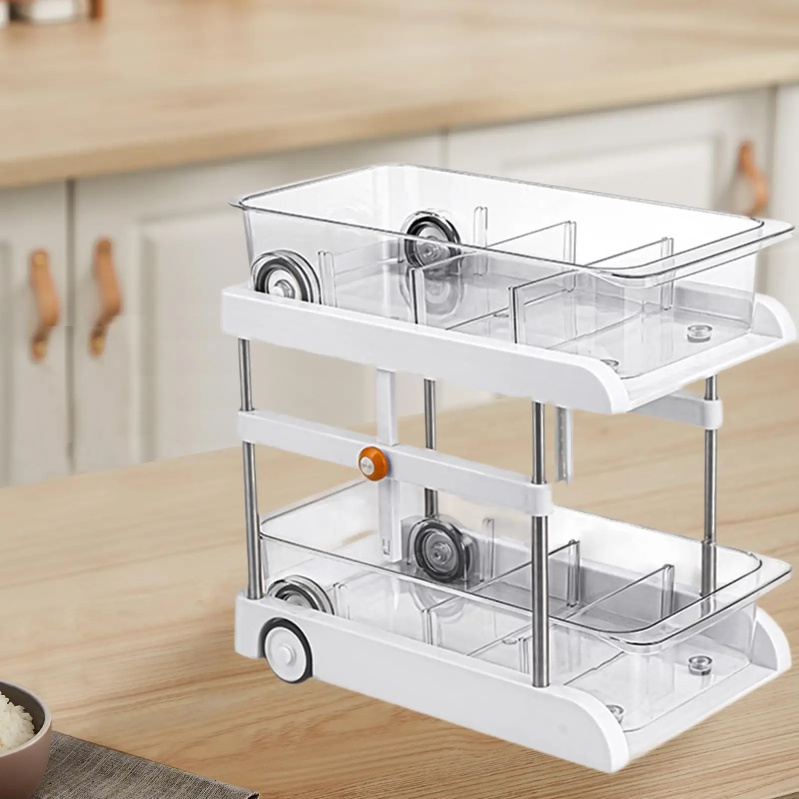 Bathroom Under Cabinet Organizer Shelf with Dividers Multifunctional for Office Removable Drawer Height Adjustable 20.5-41cm