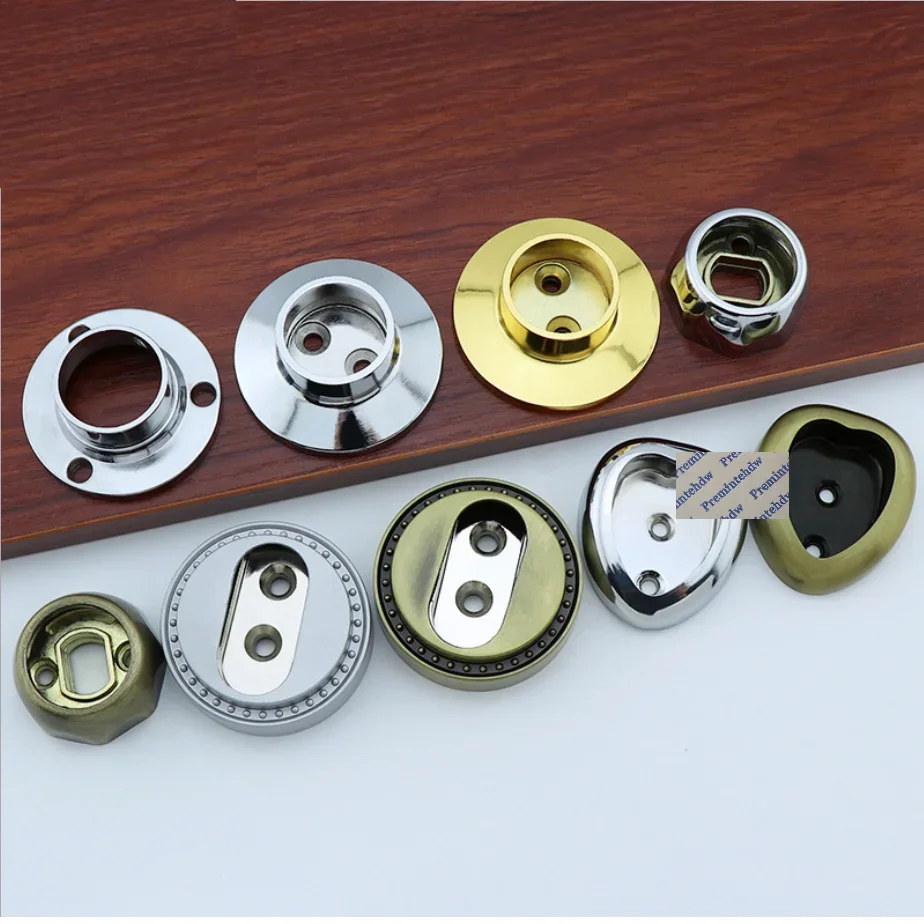 4Pcs/Lot Zinc Chrome Bronze Gold European Round Oval Closet Towel Hanging Rod Wall Mounted Flange Bracket Holder