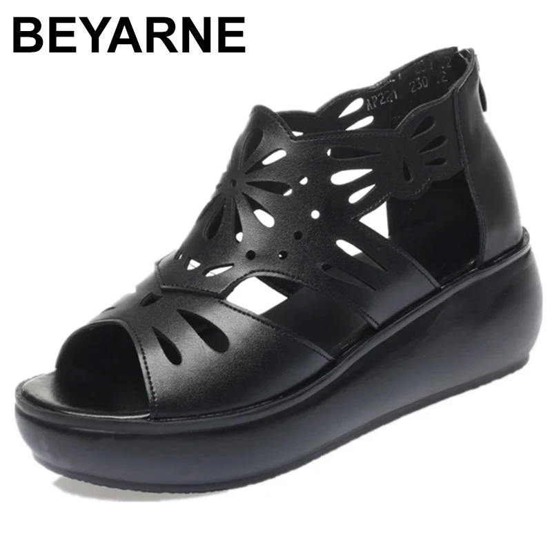 

Women Sandals Retro 2023 New Wedge Women Summer Sandals Genuine Leather Large Size 41 42 43 Platform Roman Sandals Women