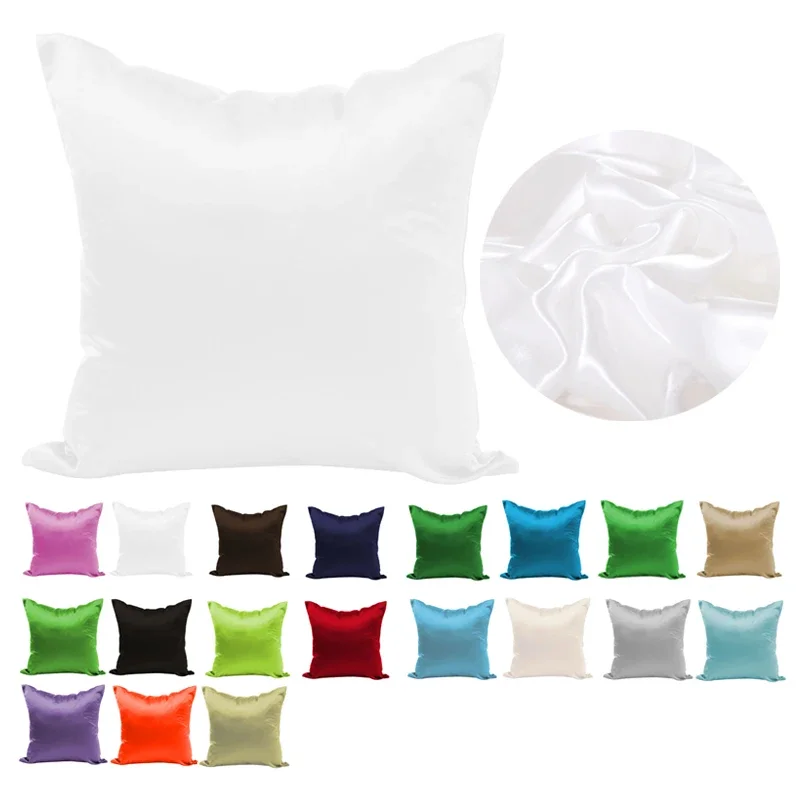 

Imitated Silk Pillow Case 100% Satin Cushion Cover 50X50 Solid Pillowcase 60x60cm Home Decor for Sofa Chair 45x45 40X40 Smooth