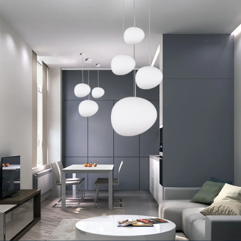 Italian Creative Pebble Chandelier Living Room Bedside Restaurant Bar Goose Egg Duplex Staircase Pendant LIghts Room Decoration 2