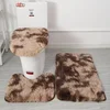 Non-slip Mat Bathroom Absorbent Set Tie-dye Fur Carpet Toilet Three-piece  Accesorios Baño 3