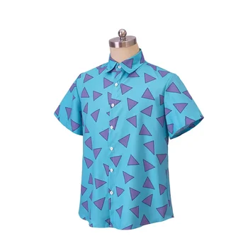 L'abbigliamento estivo è fresco e rinfrescante. Camicia casual da uomo con stampa triangolare e bottoni, T-shirt estiva anni '90, Halloween