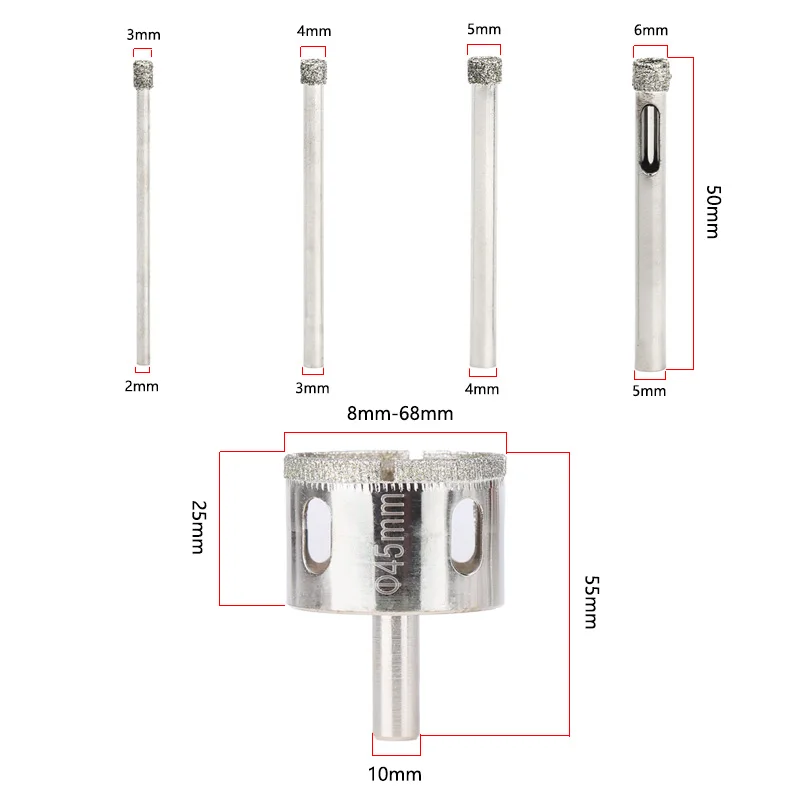 Tile Drill Bits 22Pcs/Set Diamond Coated Hole Saw Drilling Bit Porcelain Tile Marble Granite Ceramic Glass Hole Opener Tools