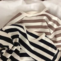 Spring Kids Striped Long Sleeves T-shirt Toddler Girl Loose Bottoming Shirt Boy Baby Casual Tops Fashion Children Cotton Tees 2