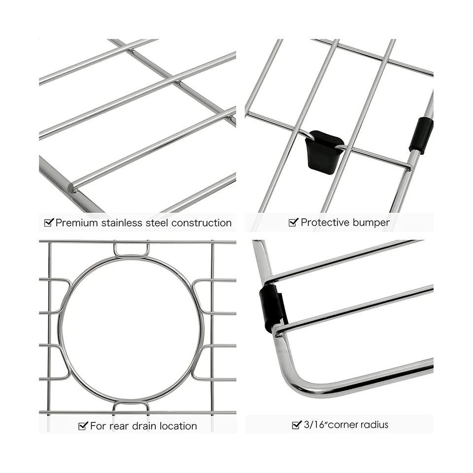 Rtppyakk Rejilla Protectora Para Fregadero De Acero Inoxidable – 70 X 39.5 Cm – Con Pies De Goma Y Drenaje Trasero – Escurridor De Vajilla