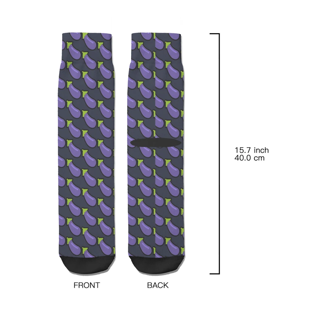Vintage Eggplant Men\'s Socks Vegetables Food Unisex Novelty Seamless Printed Funny Crew Sock Gift