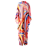 Elegant Loose Robe Dresses Autumn Women Colorful Striped Printing Fashion Batwing Sleeve Party Vacation Casual Vestidos - Image 3