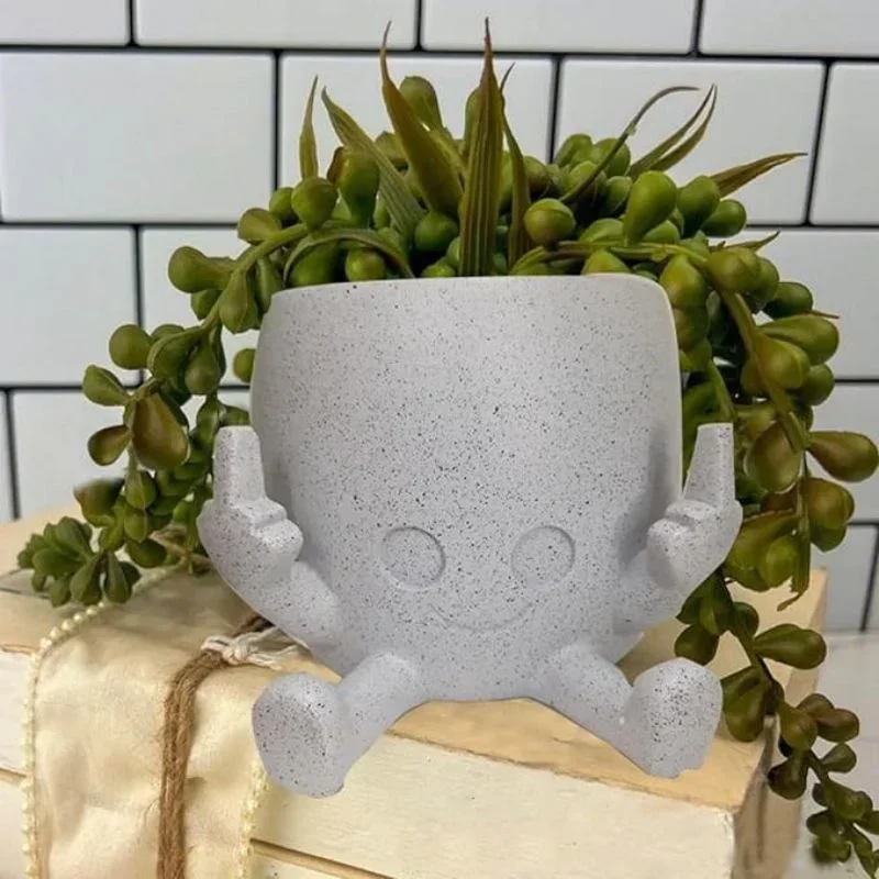 

Smiling Plant Pot with Middle Fingers Up Novelty Planter Holds Small Plants Succulent Hanging Funny Planters for Indoor Plants