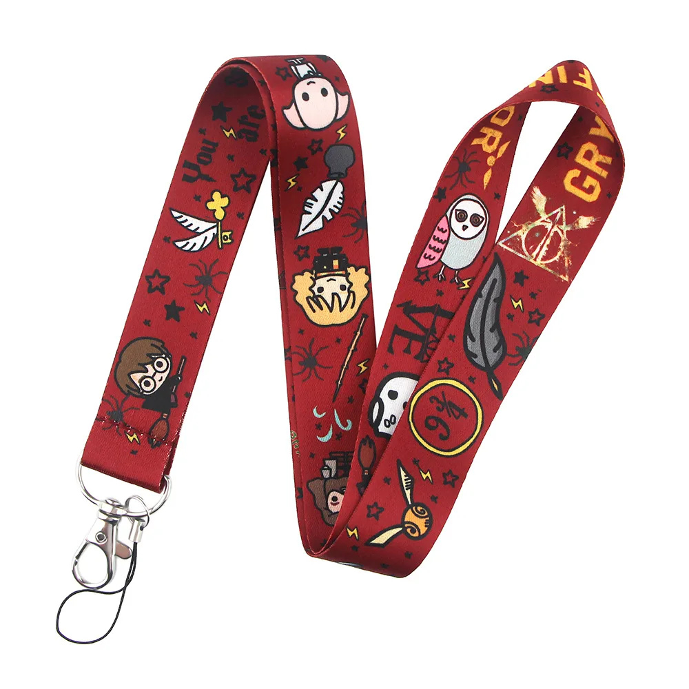 Hogwarts Academy Of Magic School Lanyard Cute Cartoon Hermiones Rons Phone Charm Neck Strap Per Key Id Card Custodia Protettiva Corda