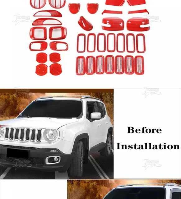 JIDIXIAN Red Car Exterior Decoration Cover Trim for Jeep Renegade