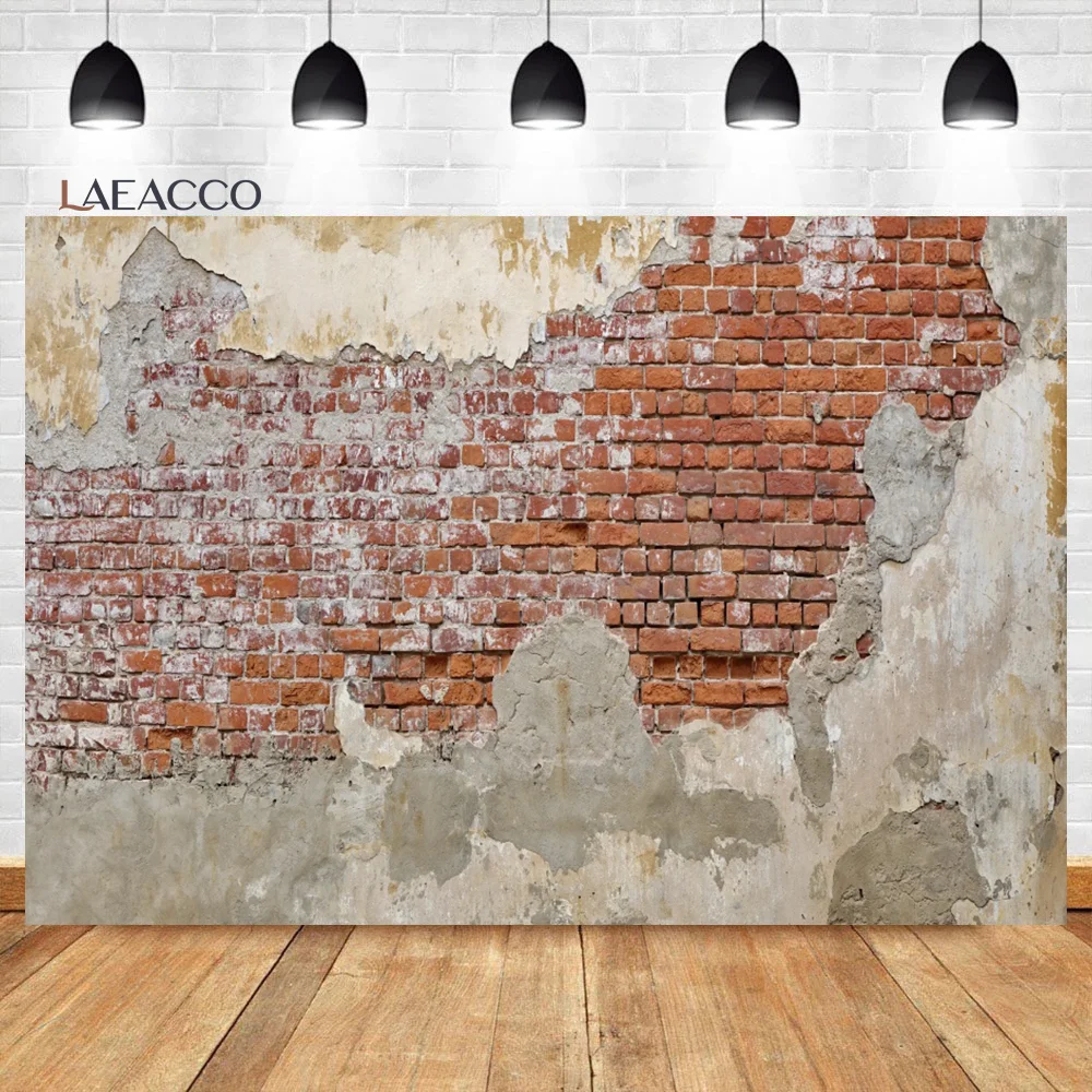 Laeacco Grunge Broken Red Brick Wall Room Decoration Portrait Backdrop Photographic Photo Background Photo Studio photo backdrop