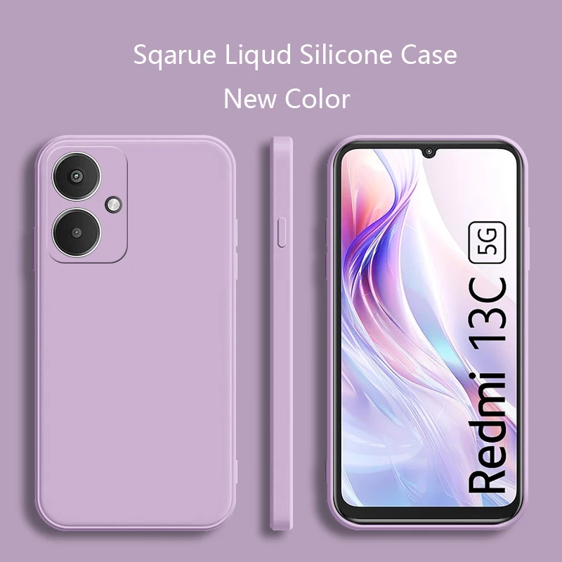 Quadratische Silikonhülle für Xiaomi Redmi 13C 5G Cover Matte Case POCO M6 5G Soft Procect Cover Redmi 13C 13R 5G Fundas